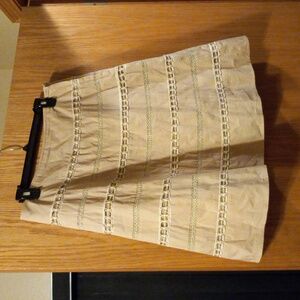 Womens talbots petites skirt sz 10 tan side zip cotton 22.5 long waist 16 across